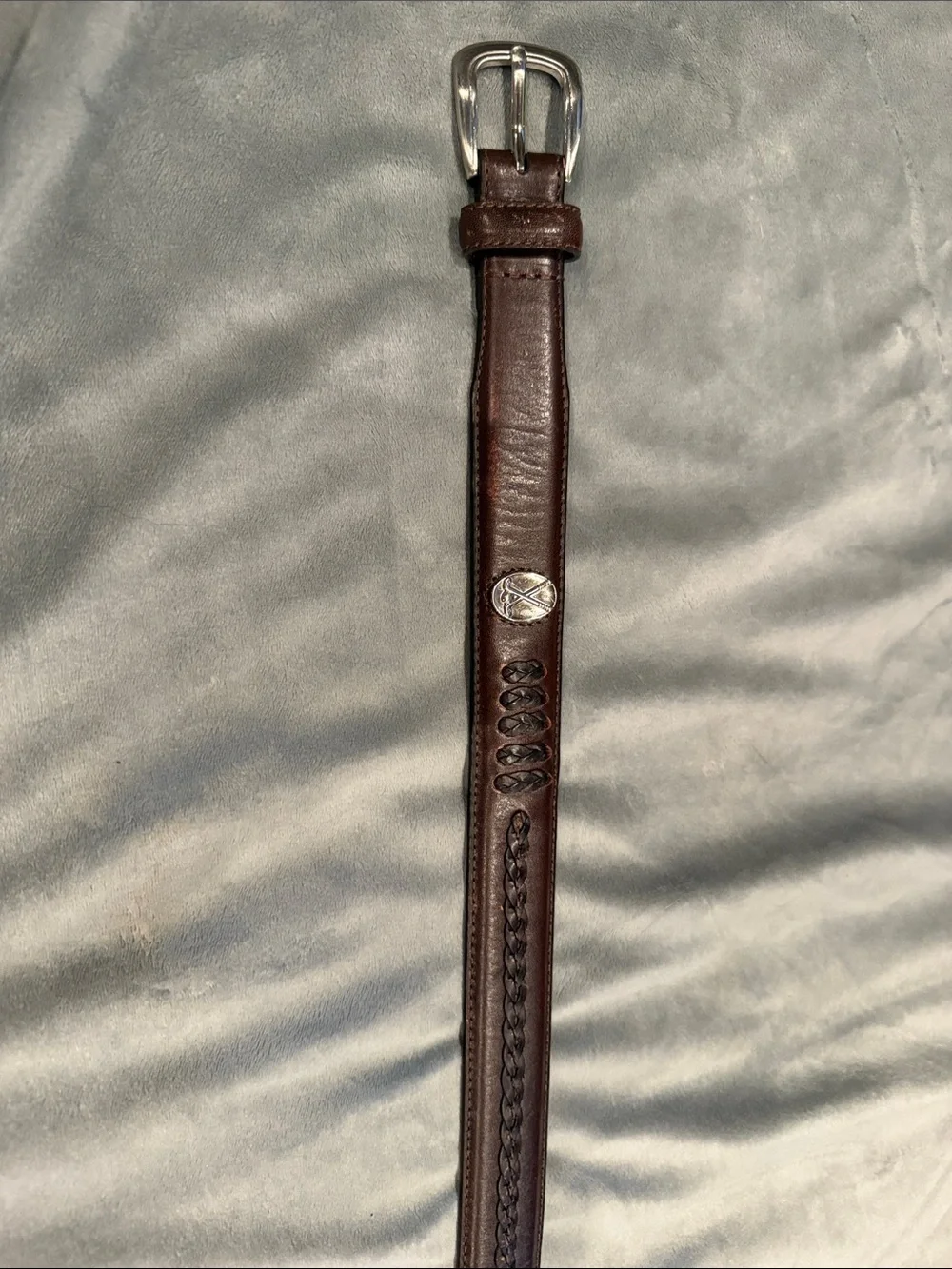 Men's Brown Leather Belt with Braided Detail